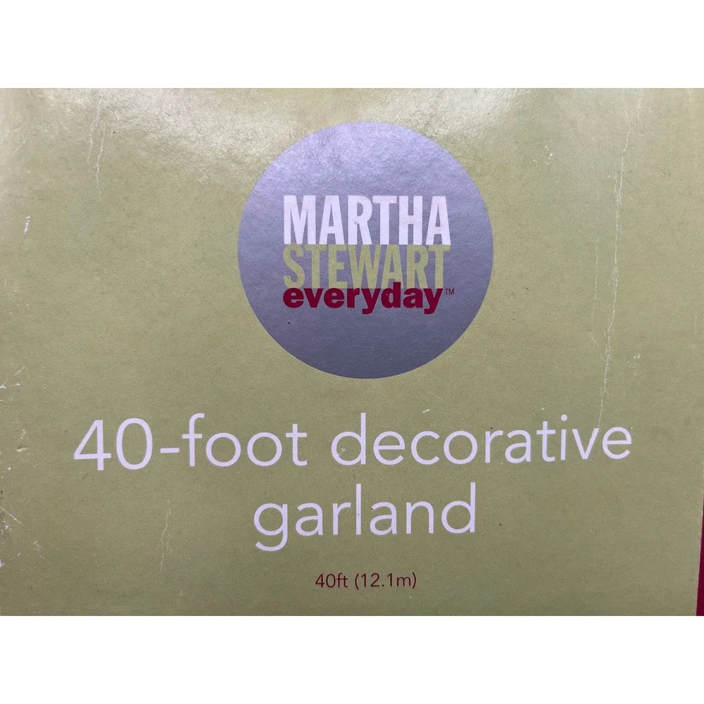 Martha Stewart Everyday 40 Foot Decorative Garland Green Artificial Unlit New